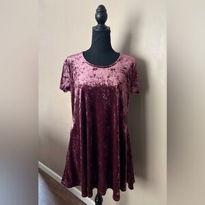 Vintage Y2K crushed velvet swing dress mauve 90s grunge holiday party winter EUC